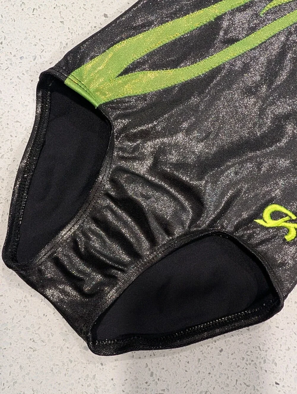 GUNMETAL GK ELITE CS Small gymnastics dance leotard Shiny Metallic Silver Green
